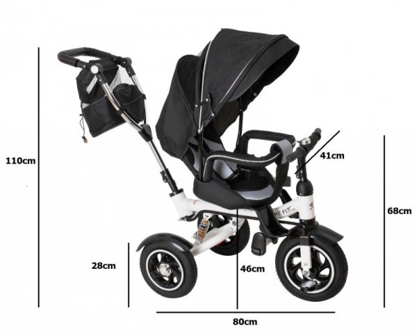 Rowerek trójkołowy Trike Fix V3 rower spacerówka 3w1 obracany 360 wolne koło czarny