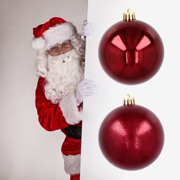 Ekskluzywna Bombka Choinkowa od Kamai Christmas Decoration® - Kolor Burgund, Komplet 4 Sztuk