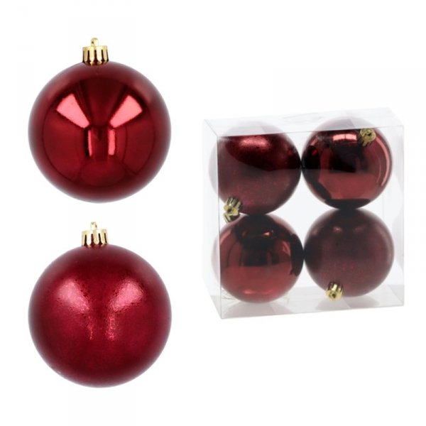 Ekskluzywna Bombka Choinkowa od Kamai Christmas Decoration® - Kolor Burgund, Komplet 4 Sztuk