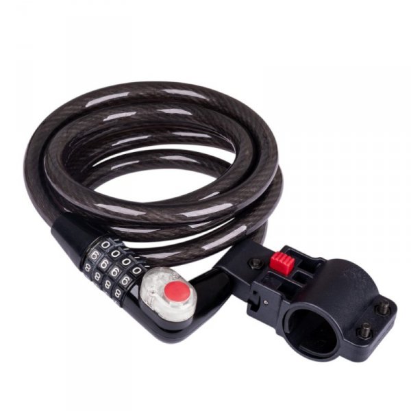 Zapięcie rowerowe, zamek szyfrowy W-TEC Bahrand 12*1800mm ze światłem LED