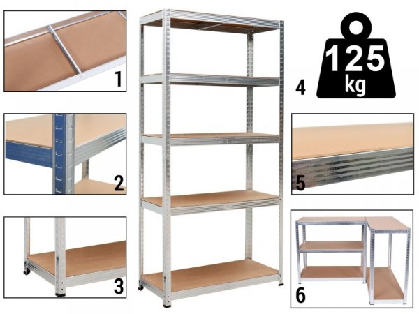 Regał magazynowy 5 poziomów 625 kg 150 x 75 x 30  cm
