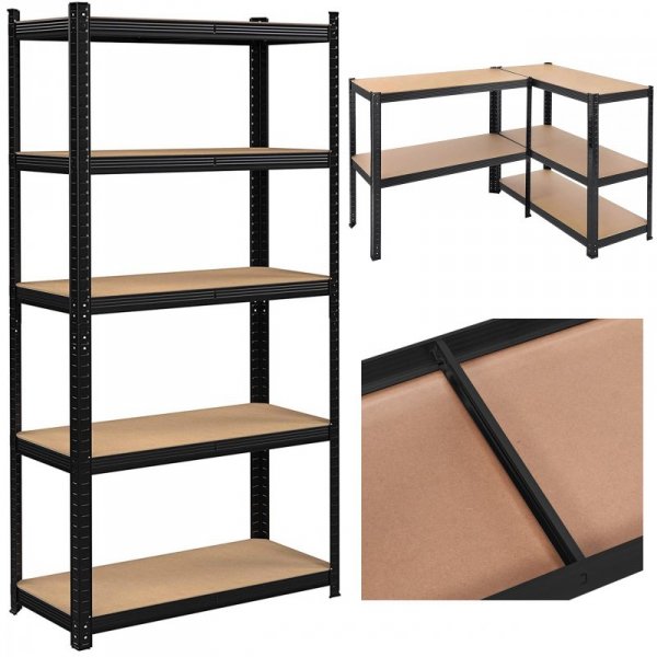 Regał magazynowy 5 poziomów czarny 875 kg 180 x 90 x 40 cm