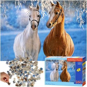 CASTORLAND Puzzle 260 elementów The winter Horses - Zimowe konie 8+