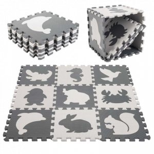 Puzzle piankowe mata dla dzieci 9 elementów czarny-ecru 85cm x 85cm x 1cm