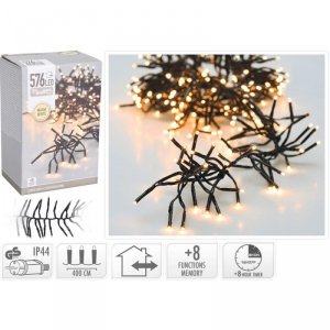 LAMPKI CHOINKOWE ŁAŃCUCH ŚWIETLNY 576 LED TIMER CIEPŁY BIAŁY 