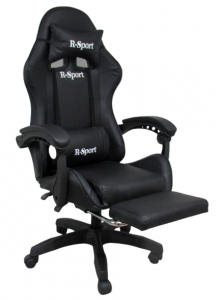 Fotel Gamingowy K4 R-Sport  CZARNY z podnóżkiem+masażer