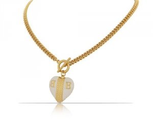 Naszyjnik z perłowym sercem z literkami BB z kolekcji Heart Harmony (C23/ZIM/78/4AU)