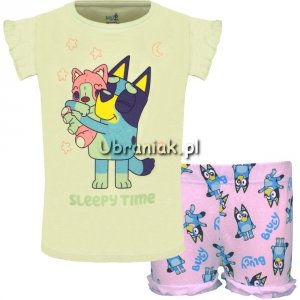 Piżama Bluey letnia żółto-różowa