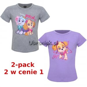 Koszulka Psi Patrol dla dziewczynki szara i fioletowa 2 pack