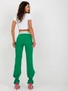 Spodnie materiałowe ze wywijaną talią - Ciemny zielony