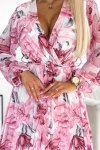 Sukienka Maxi z printem w kwiaty - Biały&Różowy