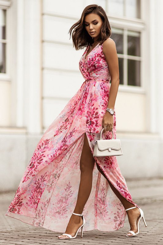 Sukienka Maxi - Różowe kwiaty