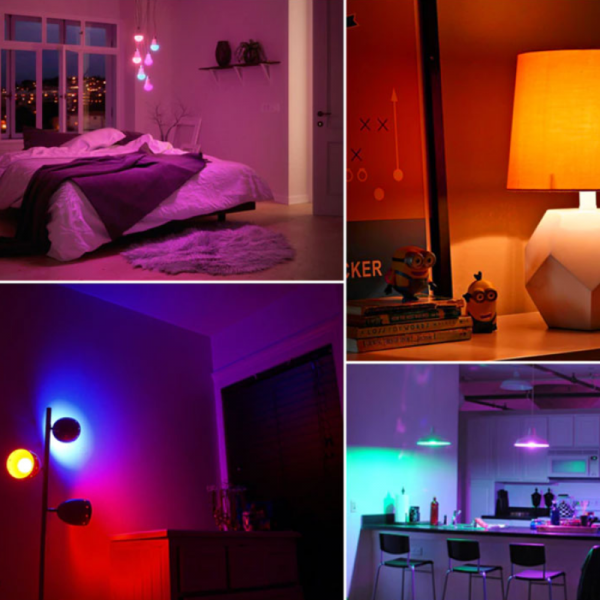 C2_tds0565_Zestaw żarówek kolorowych LED RGB + piloty - 4 szt.