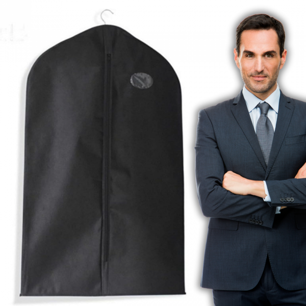 POKROWIEC NA ODZIEŻ UBRANIA KURTKĘ GARNITUR 60X100 OKIENKO - CZARNY - 1x (tds0778)