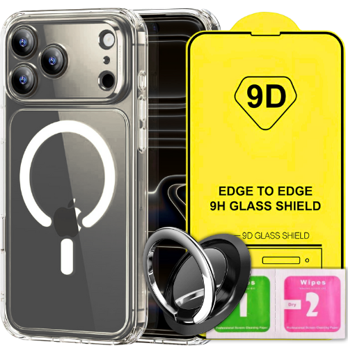 ETUI DO IPHONE 17 PRO MAX CASE + SZKŁO 9H WZMACNIANE 360°CLEAR +UCHWYT RING (tds0743)
