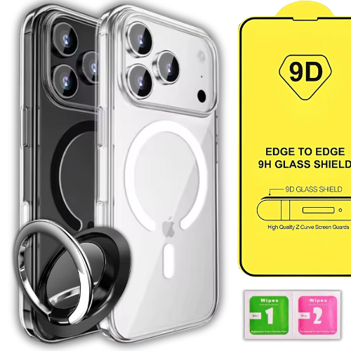 ETUI DO IPHONE 17 PRO MAX CASE + SZKŁO 9H WZMACNIANE 360°CLEAR +UCHWYT RING (tds0743)