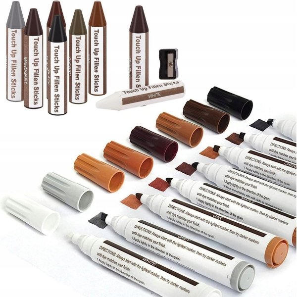 ZESTAW DO NAPRAWY MEBLI PANELI DREWNA NA RYSY MARKERY + WOSKI - TRWAŁY 17W1 ( tds0781)