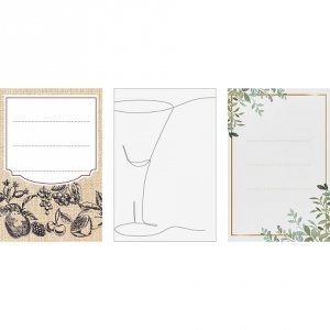 Etykiety samoprzylepne 60x90 mm na butelki, słoiki, 3 wzory, 20 szt.