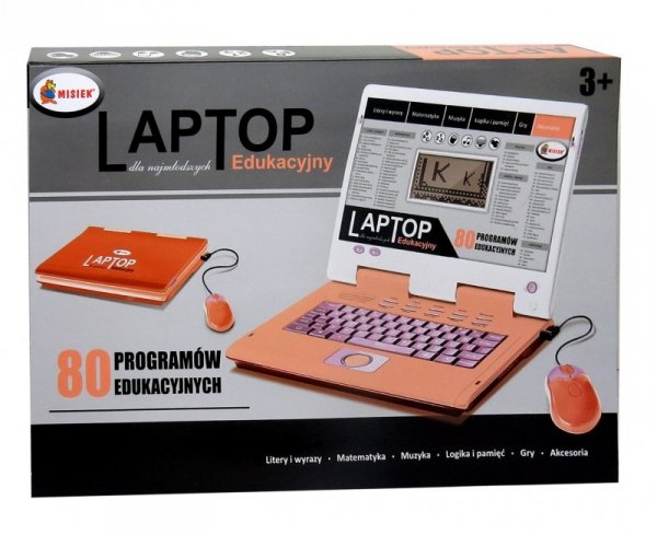 Laptop Edukacyjny Komputerek 80 programów funkcji Litery Matematyka Nauka Mówi po polsku