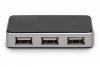 Digitus HUB/Koncentrator 4-portowy USB 2.0 HighSpeed, aktywny, czarno-srebrny