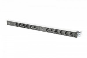 Digitus Listwa zasilająca PDU 19 RACK, 12x gniazdo Schuko, 2x 2m wtyk Unischuko, 16A, zabezpieczenie przeciążeniowe, profi