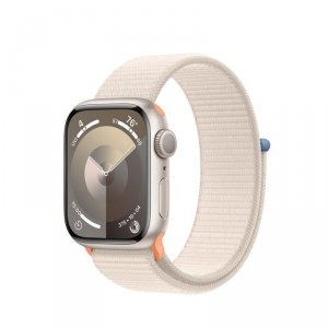 Apple Watch Series 9 GPS, 41mm Koperta z aluminium w kolorze księżycowej poświaty z opaską sportową w kolorze księżycowej poświa