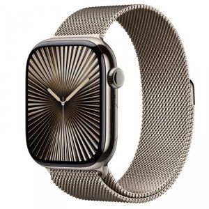 Apple Watch Series 10 GPS + Cellular, koperta 46 mm z tytanu w kolorze naturalnym z bransoletą mediolańską w kolorze tytanu natu