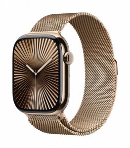 Apple Watch Series 10 GPS + Cellular, koperta 46 mm z tytanu w kolorze złotym z bransoletą mediolańską w kolorze złotym - rozmia