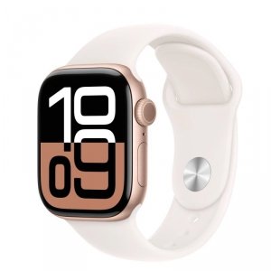 Apple Watch Series 10 GPS + Cellular, koperta 42 mm z aluminium w kolorze różowego złota z paskiem sportowym w kolorze łagodnego