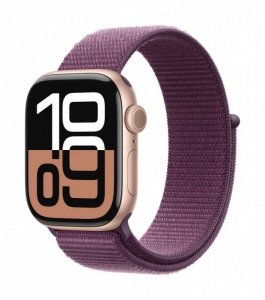 Apple Watch Series 10 GPS + Cellular, koperta 42 mm z aluminium w kolorze różowego złota z opaską sportową w kolorze dojrzałej ś