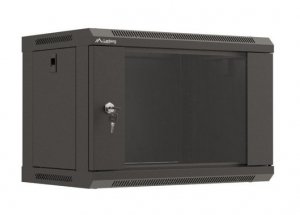 Lanberg Szafa instalacyjna rack wisząca 19 6U 540x350 czarna drzwi  przeszklone ( flat pack)