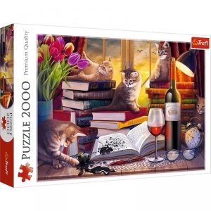 Trefl Puzzle 2000 elementów Koci wieczór