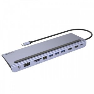 Unitek HUB USB-C 11w1 USB-C, RJ45, PD 100W, 2x HDMI, VGA, SD; D1022B