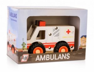 Daffi Drewniane auto z oponami Ambulans