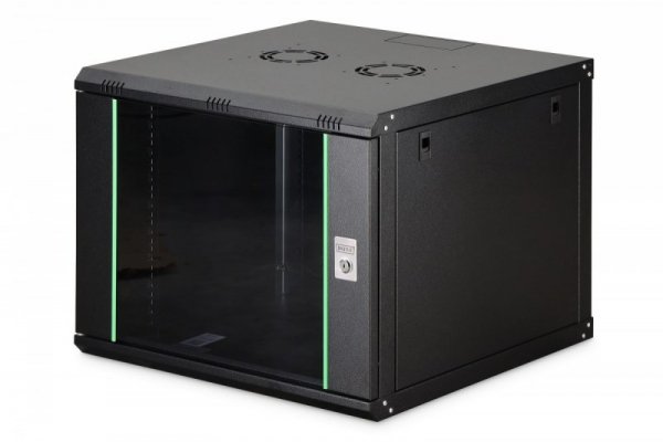 Digitus Szafa sieciowa wisząca Dynamic 19" 9U rack 474x600x600mm, drzwi szyba, czarna, niezłożona, 60kg