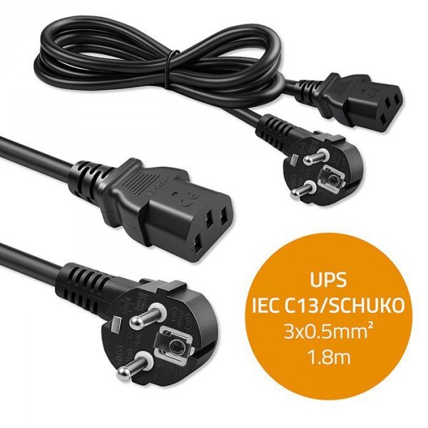 Qoltec Kabel zasilający | wtyczka kątowa SCHUKO CEE 7/7 (E/F) |  IEC C133x0.5mm2 | czysta miedź Cu | 1.8m