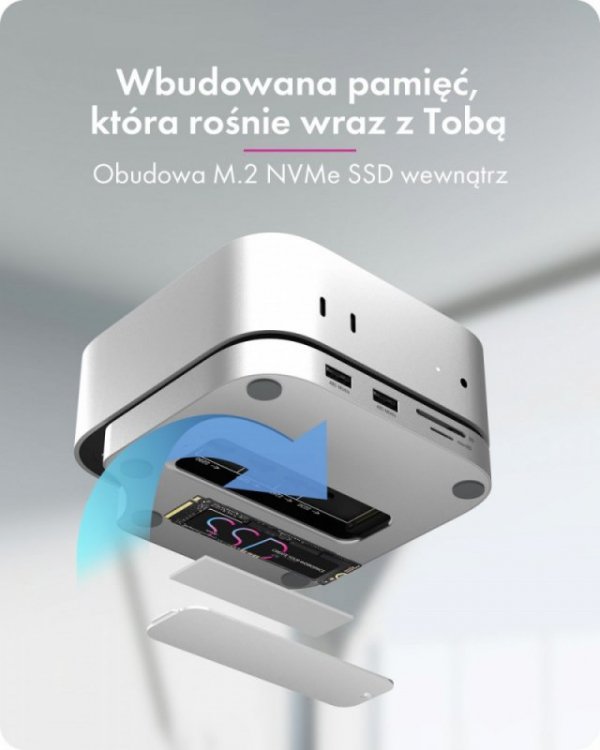 IcyBox Stacja dokująca IB-DK100 Mac Mini M4 7 w 1 z M.2 NVMe Slot