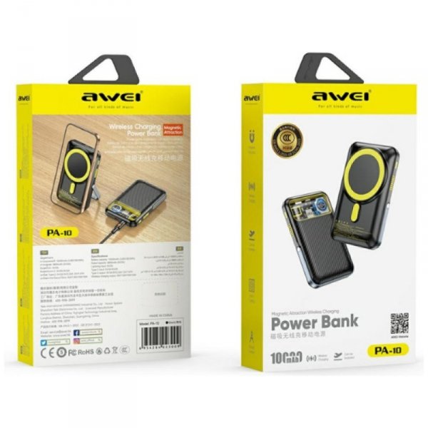 AWEI Powerbank PA-10 10000mAh MagSafe indukcyjny czarny