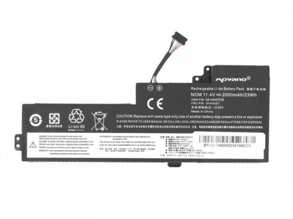 Movano Bateria 01AV419 do Lenovo T470 T480 A475 A485 - 2000 mAh (23 Wh)