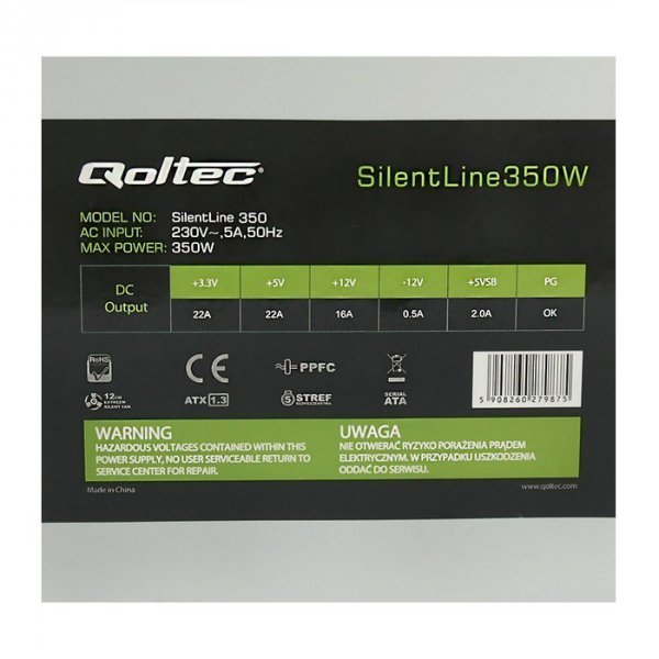 Qoltec Zasilacz ATX SilentLine 350W (bulk)