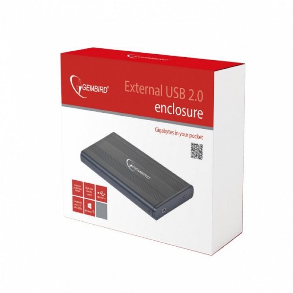 Gembird Obudowa HDD 2.5&#039;&#039; SATA Aluminium Black