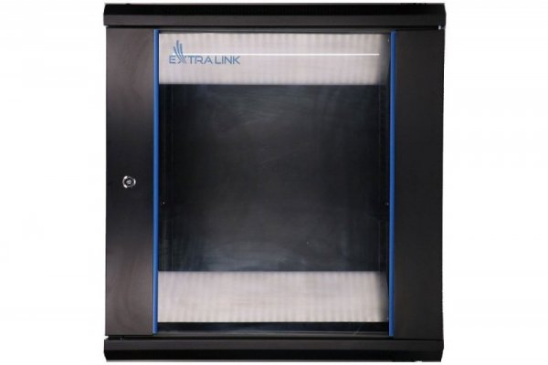 Extralink Szafka wisząca rack 12U 600x450 czarna szklane drzwi