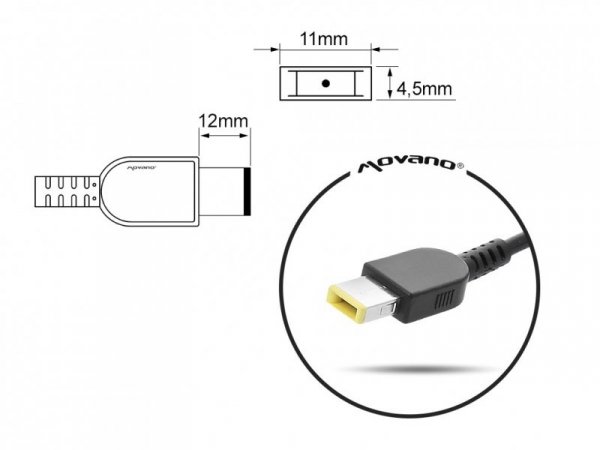 Mitsu Ładowarka/zasilacz 20v 2.25a (prostokątny 11.0x4.5 pin - Yoga) - Lenovo 45W