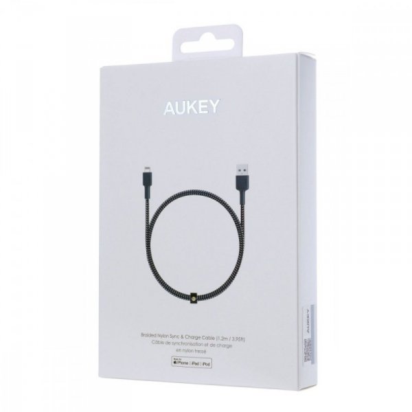 AUKEY CB-BAL3 wzmocniony nylonowy kabel Quick Charge Lightning-USB | 1.2m | certyfikat MFi Apple
