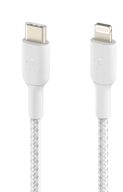 Belkin Kabel Braided USB-C Lightning 1m biały