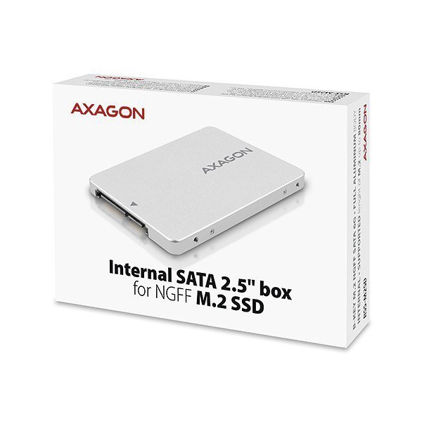 AXAGON RSS-M2SD Wewnętrzna obudowa 2.5&quot; z interfejsem SATA do dysków SSD M.2 SATA, srebrny