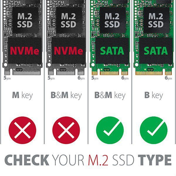 AXAGON RSS-M2SD Wewnętrzna obudowa 2.5&quot; z interfejsem SATA do dysków SSD M.2 SATA, srebrny