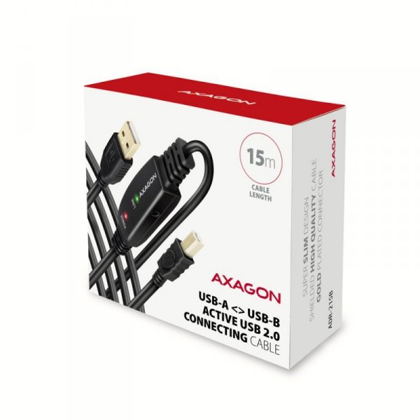 AXAGON ADR-215B USB 2.0 A-M -&gt; B-M aktywny kabel połączeniowy/wzmacniacz 15m