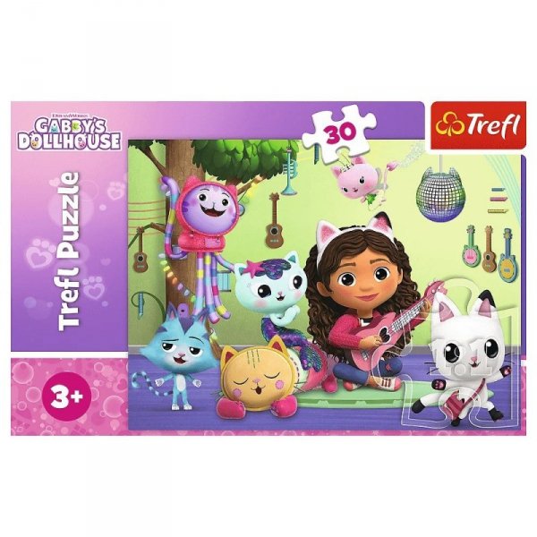 Trefl Puzzle 30 elementów Gabi i jej uroczy domek, Koci Domek Gabi