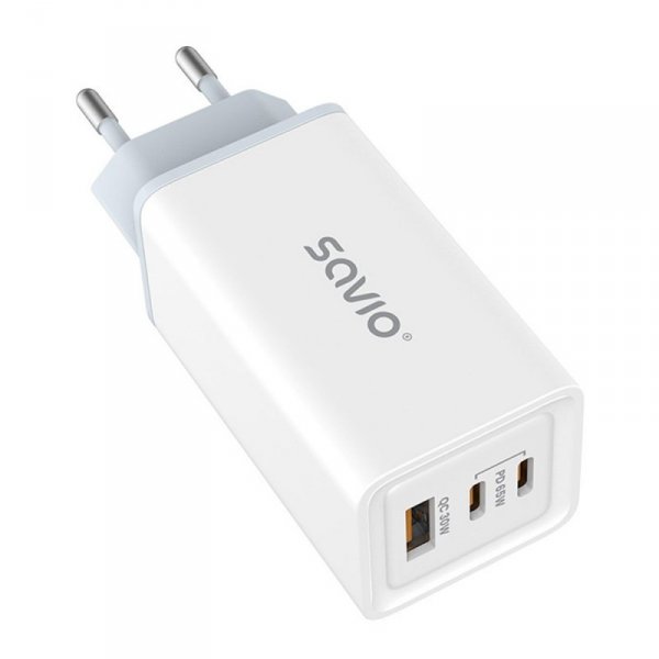Savio Ładowarka sieciowa USB GaN 65W, Quick Charge 4.0, Power Delivery 3.0, LA-07